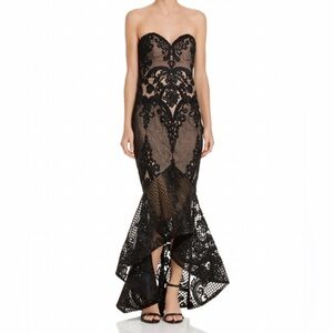 Chic Strapless Black Lace Dress